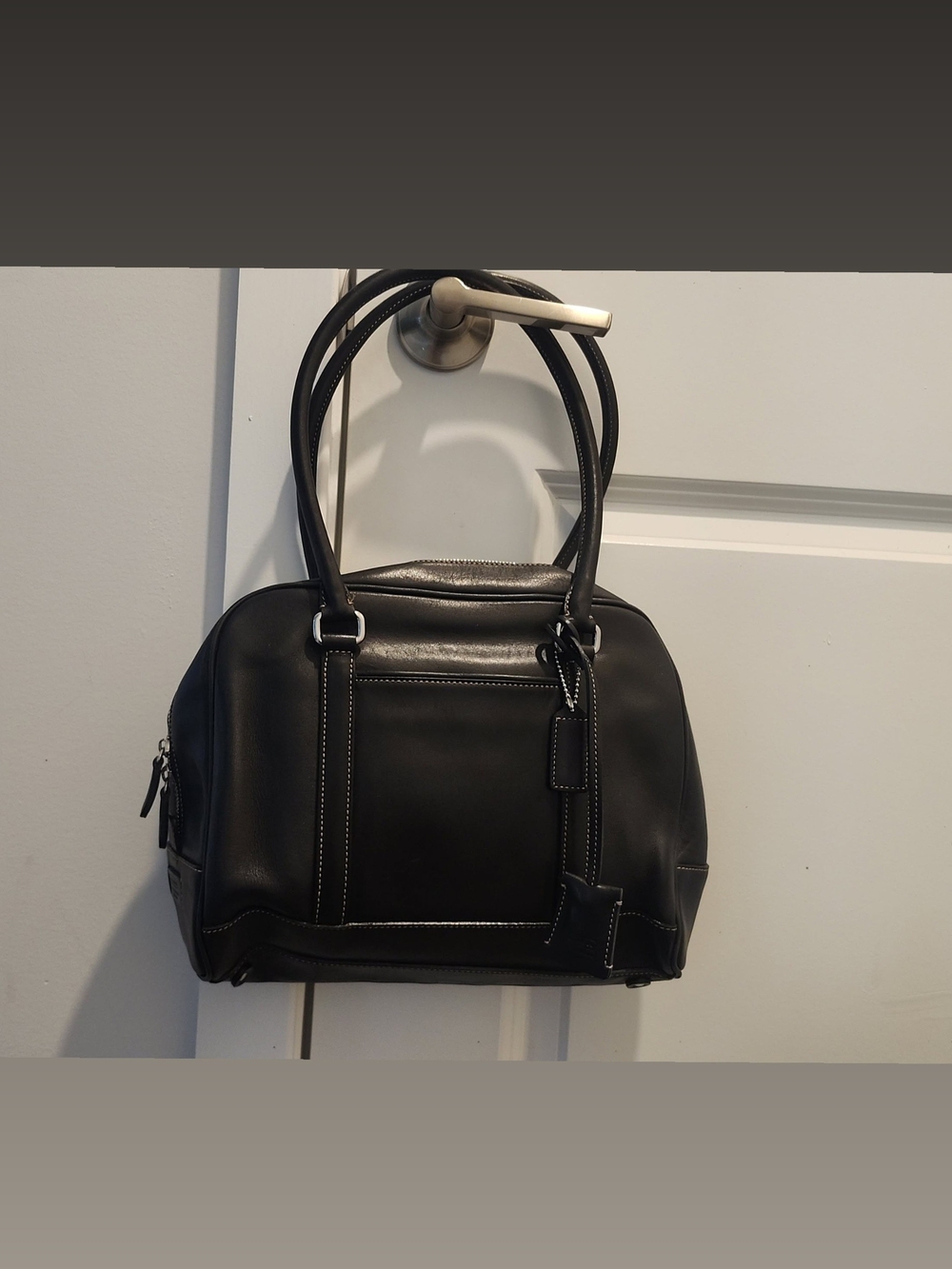 Vintage Coach Classic Black Leather Dome Satchel Handbag - Picture 1 of 5